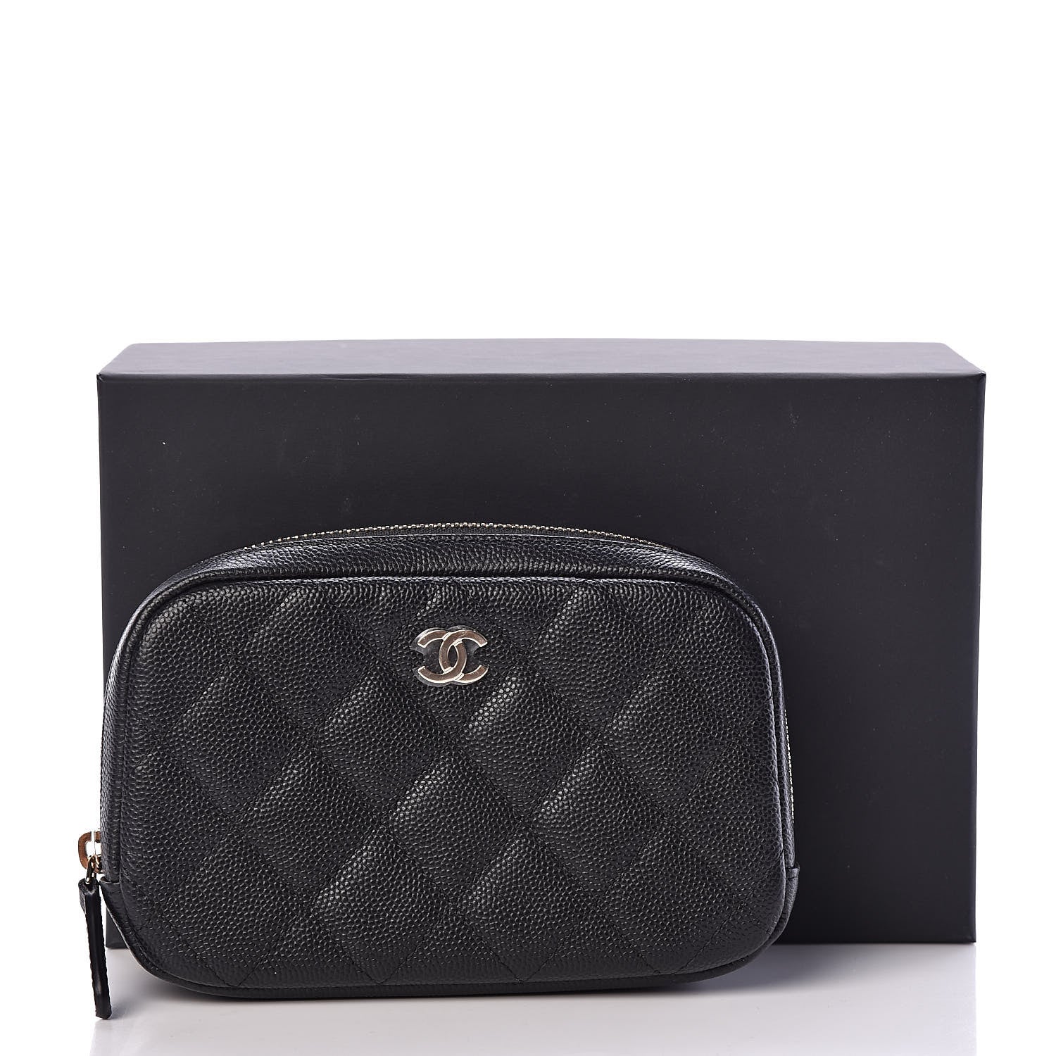 Chanel Caviar Quilted Small Curvy Pouch Cosmetic Case Black 8 of 8