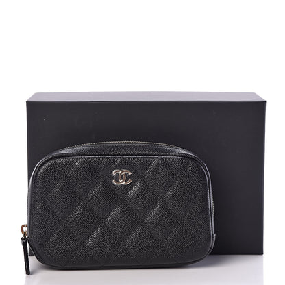 Chanel Caviar Quilted Small Curvy Pouch Cosmetic Case Black 8 of 8