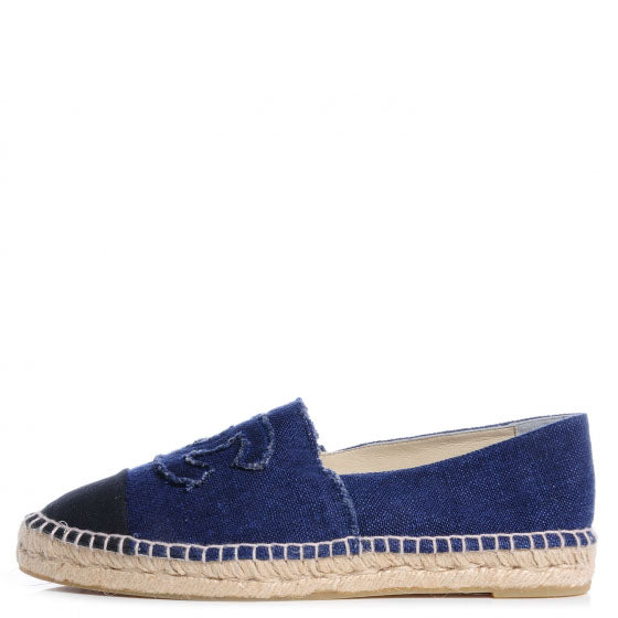 Denim Canvas Espadrilles 42 Blue Noir