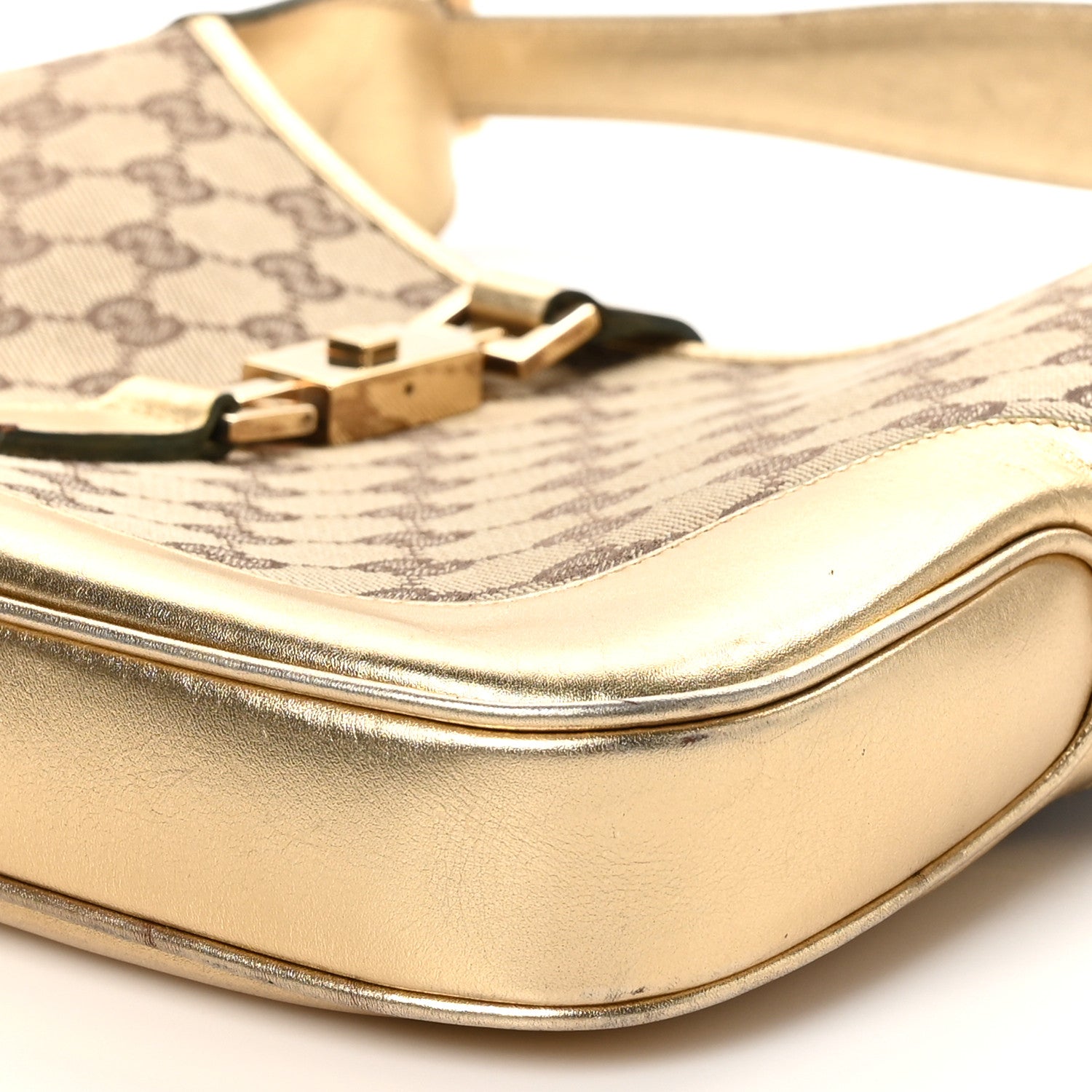 Gucci Monogram Jackie O Hobo Beige Gold 10 of 12