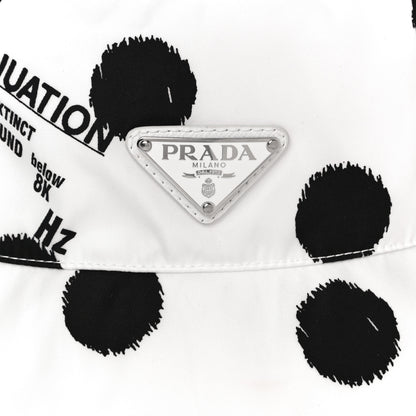Prada Re-Nylon Triangle Printed Womens Bucket Hat M White Black 6 of 9