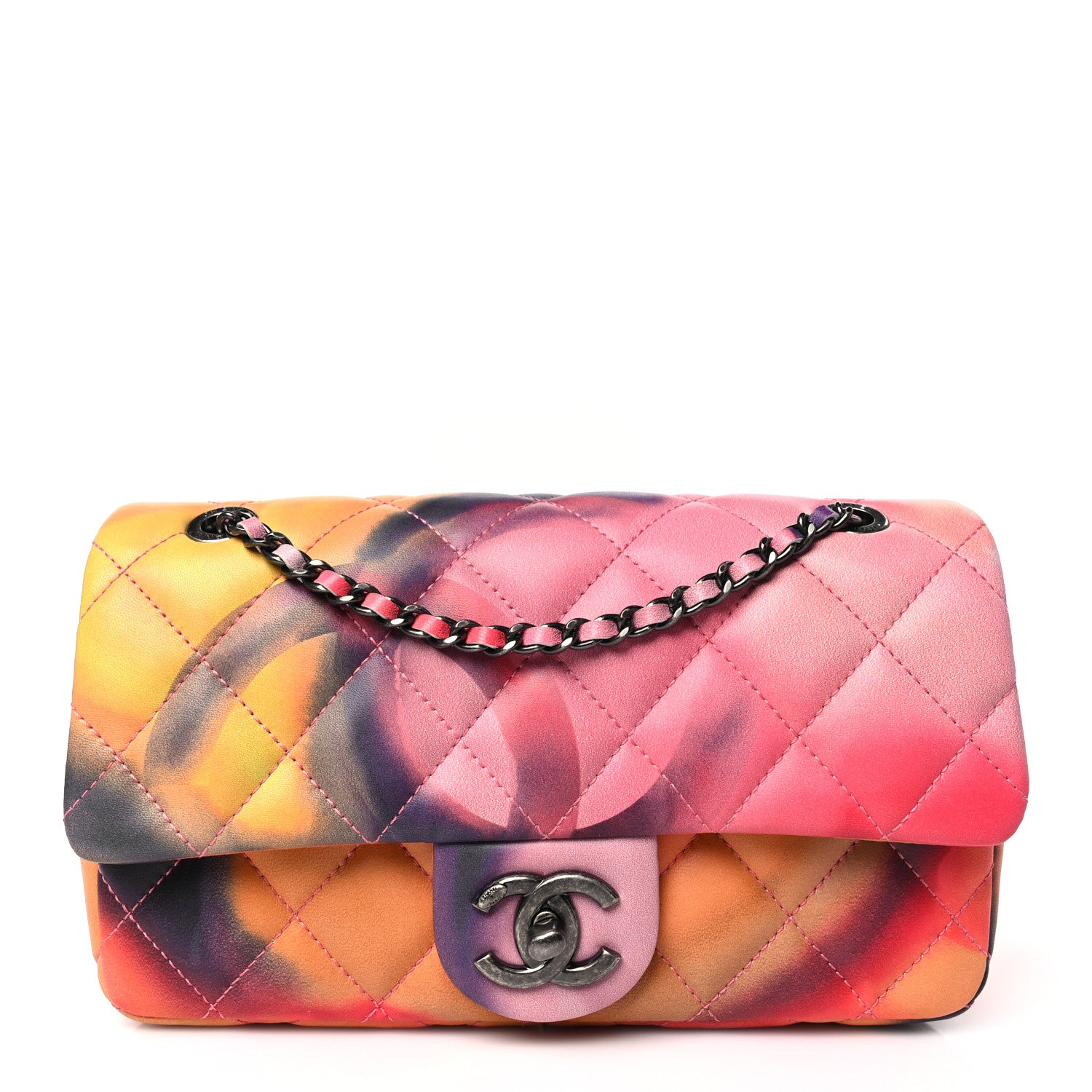 Chanel Printed Lambskin Quilted Small Flower Power Flap Ecru Orange Red Purple 1 of 10