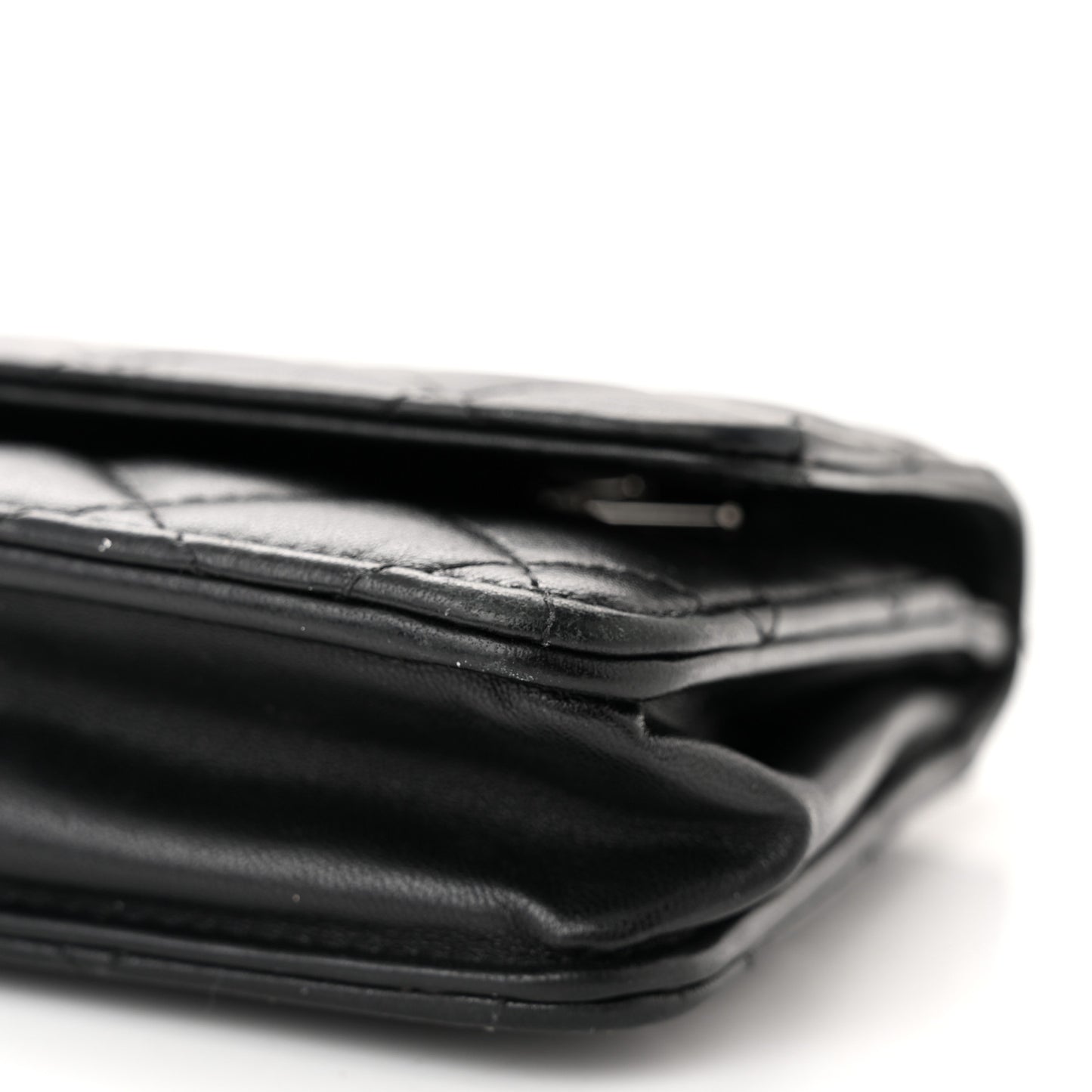 Lambskin Quilted Wallet On Chain WOC Black