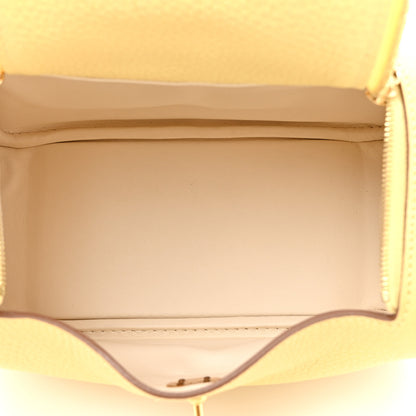 Hermes Taurillon Clemence Mini Lindy 20 Jaune Poussin 5 of 12