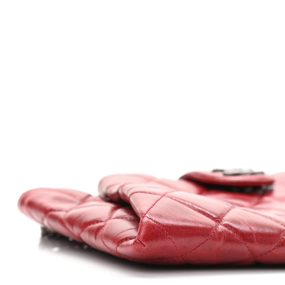 Chanel Aged Calfskin Quilted Zip Clutch Dark Red 9 of 13