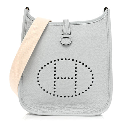 Hermes Taurillon Clemence Amazone Evelyne TPM Bleu Pale Nata 1 of 8