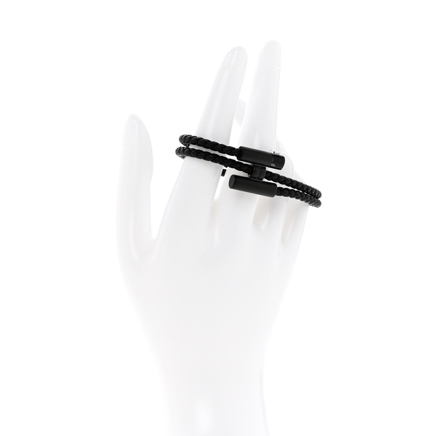 Hermes Swift Double Wrap Cord Tournis Tresse Bracelet T4 Black 2 of 6