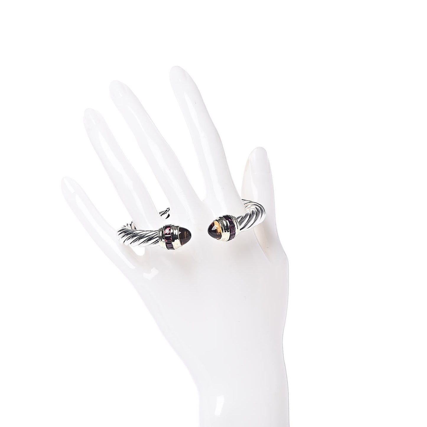 Sterling Silver 14K Yellow Gold Citrine Garnet 10mm Cable Classics Bracelet