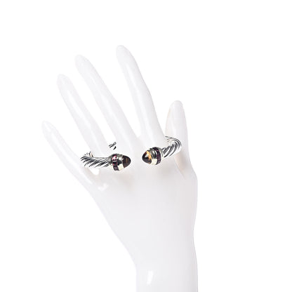 David Yurman Sterling Silver 14K Yellow Gold Citrine Garnet 10mm Cable Classics Bracelet 2 of 4