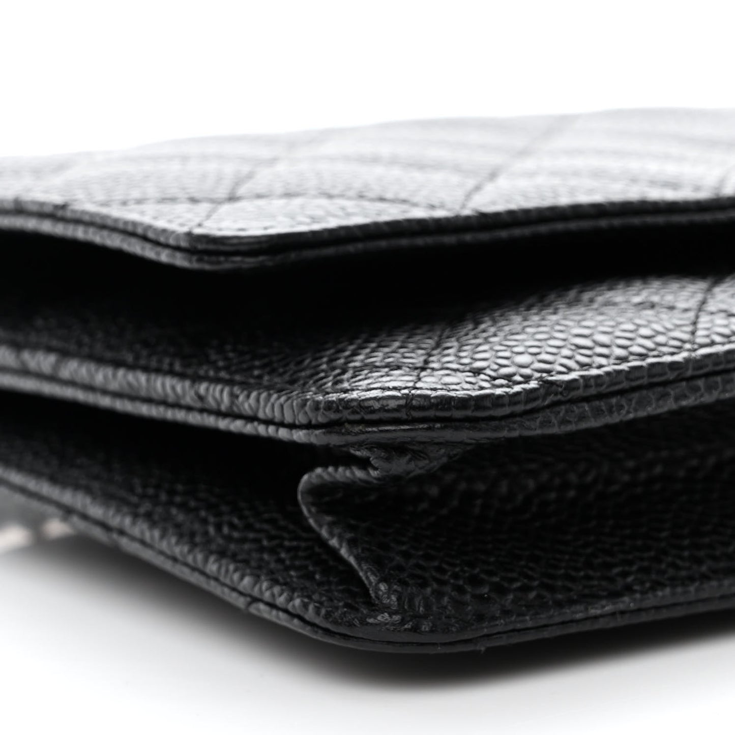 Caviar Quilted Wallet on Chain WOC Black