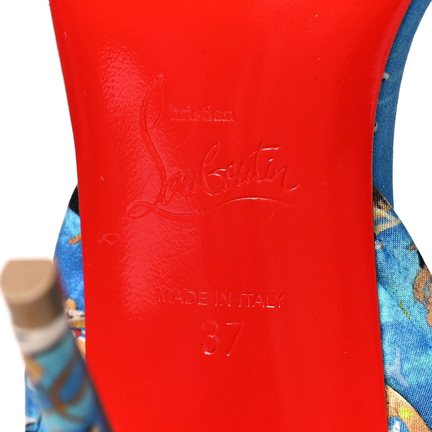 Christian Louboutin Crepe Satin Greekaba Du Desert 100 Sandal 37 Blue Multicolor 6 of 7