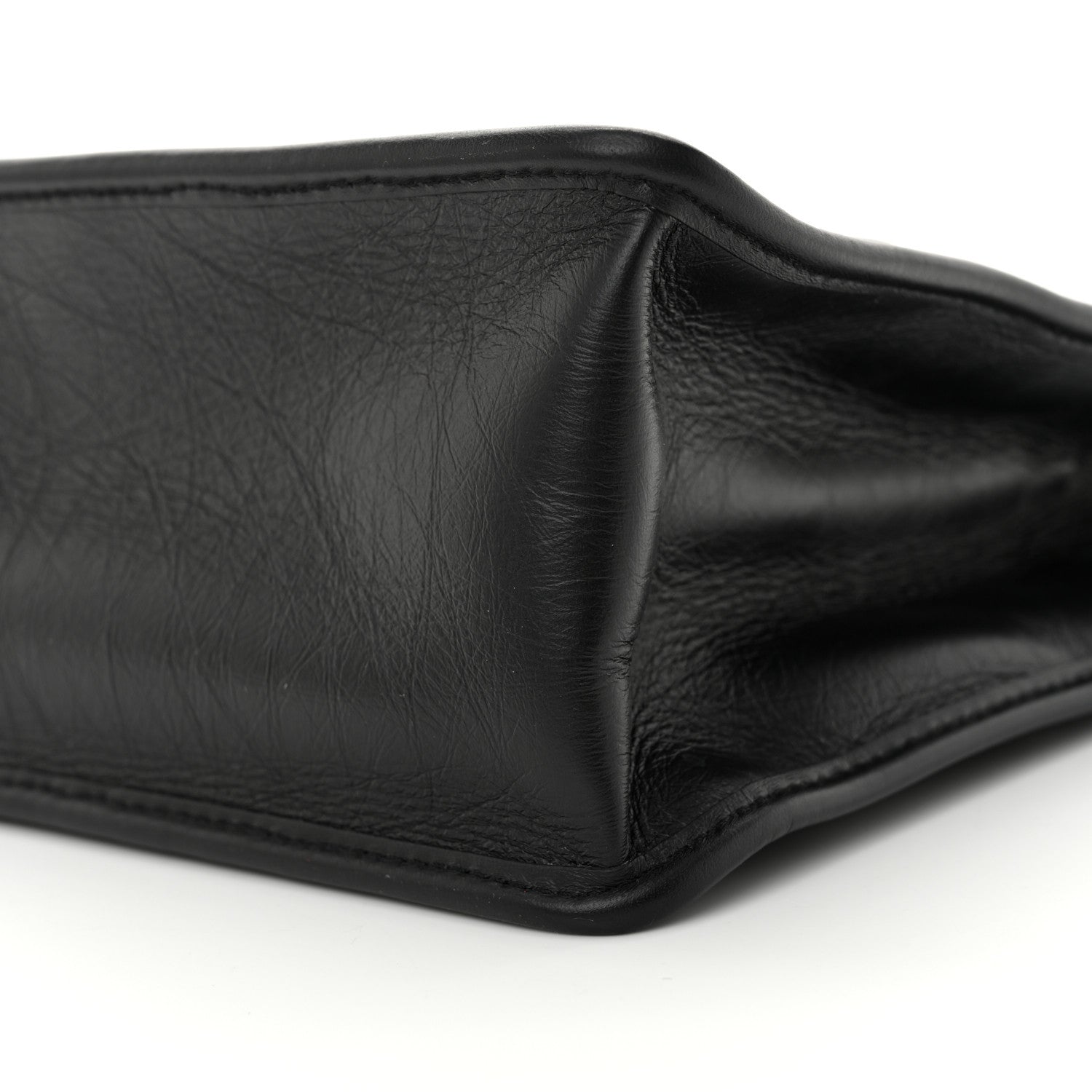 Chanel Aged Calfskin Quilted Graphic Catch Shopping Bag Black 10 of 11