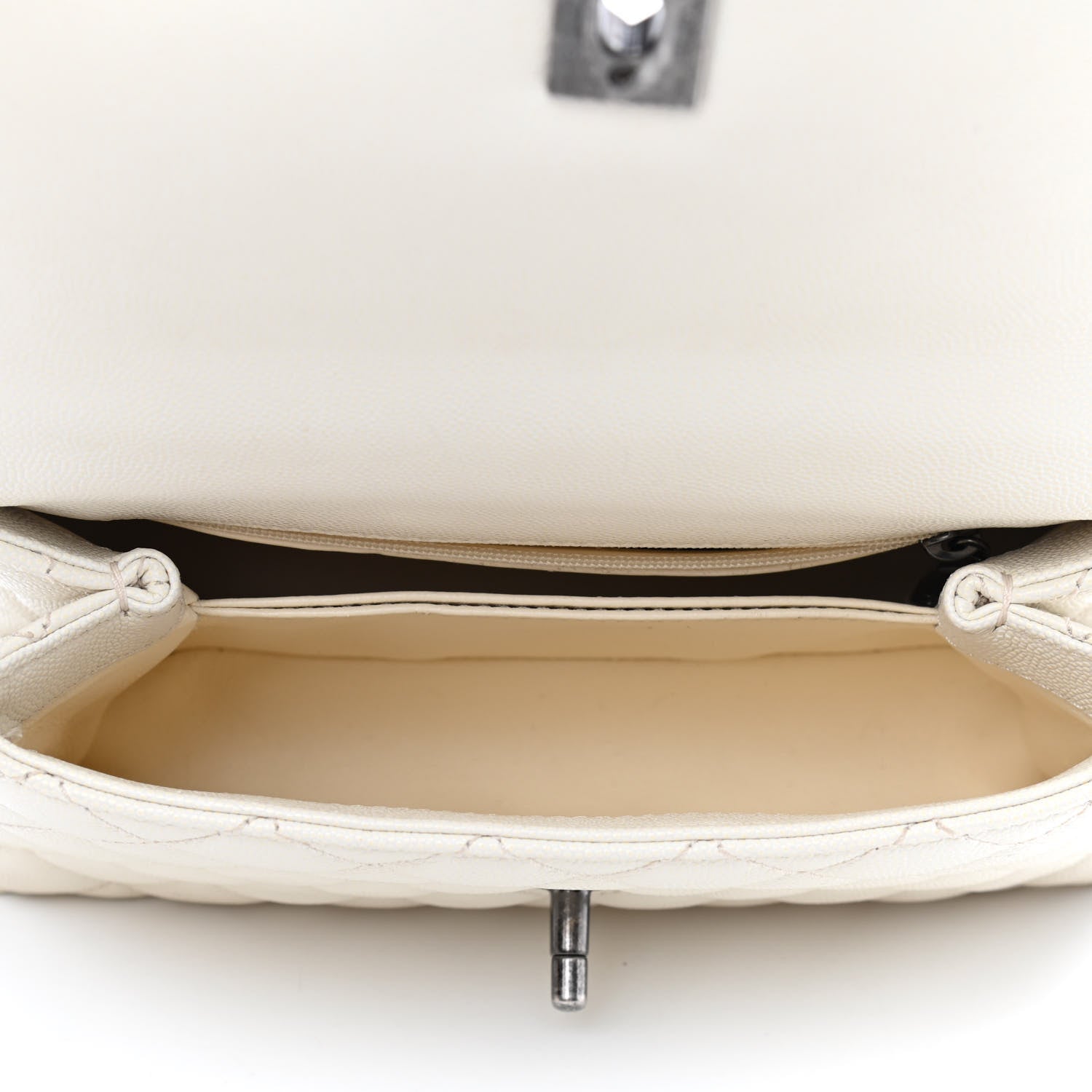 Chanel Caviar Lizard Quilted Mini Coco Handle Flap White 5 of 9