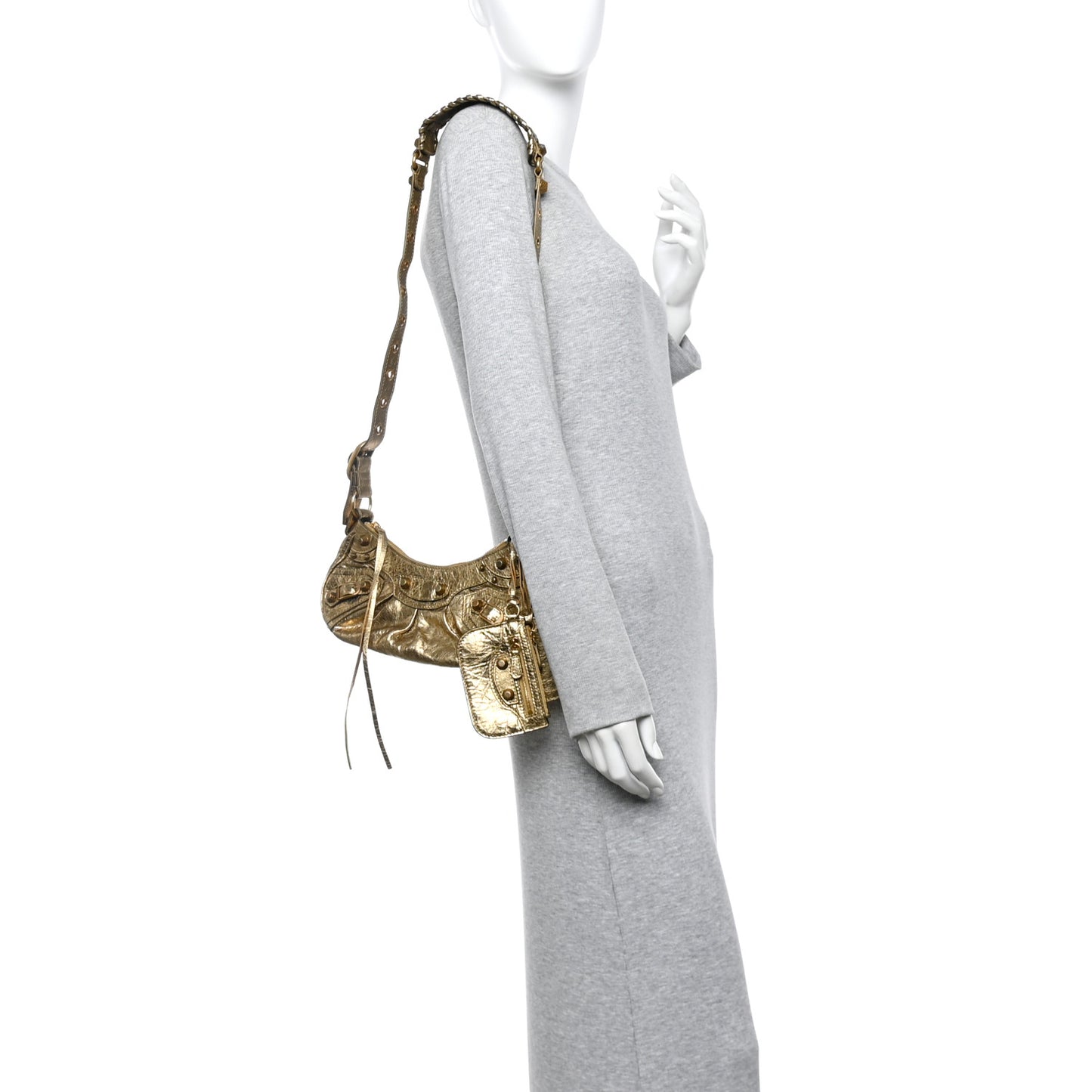 Metallic Agneau Arena Le Cagole Shoulder Bag XS Gold