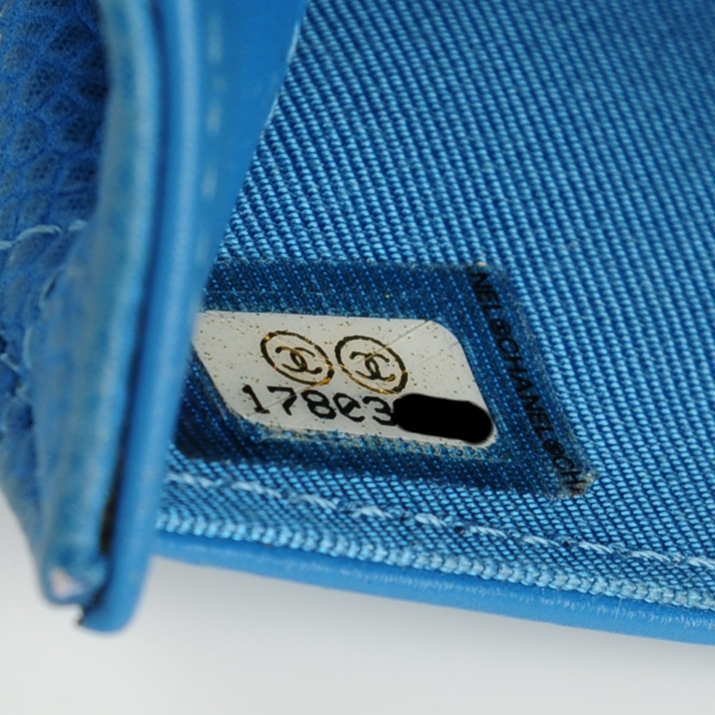 Iridescent Caviar Quilted Large Flap Wallet Blue