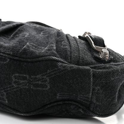 Balenciaga Denim BB Monogram Le Cagole Shoulder Bag XS Black 10 of 12
