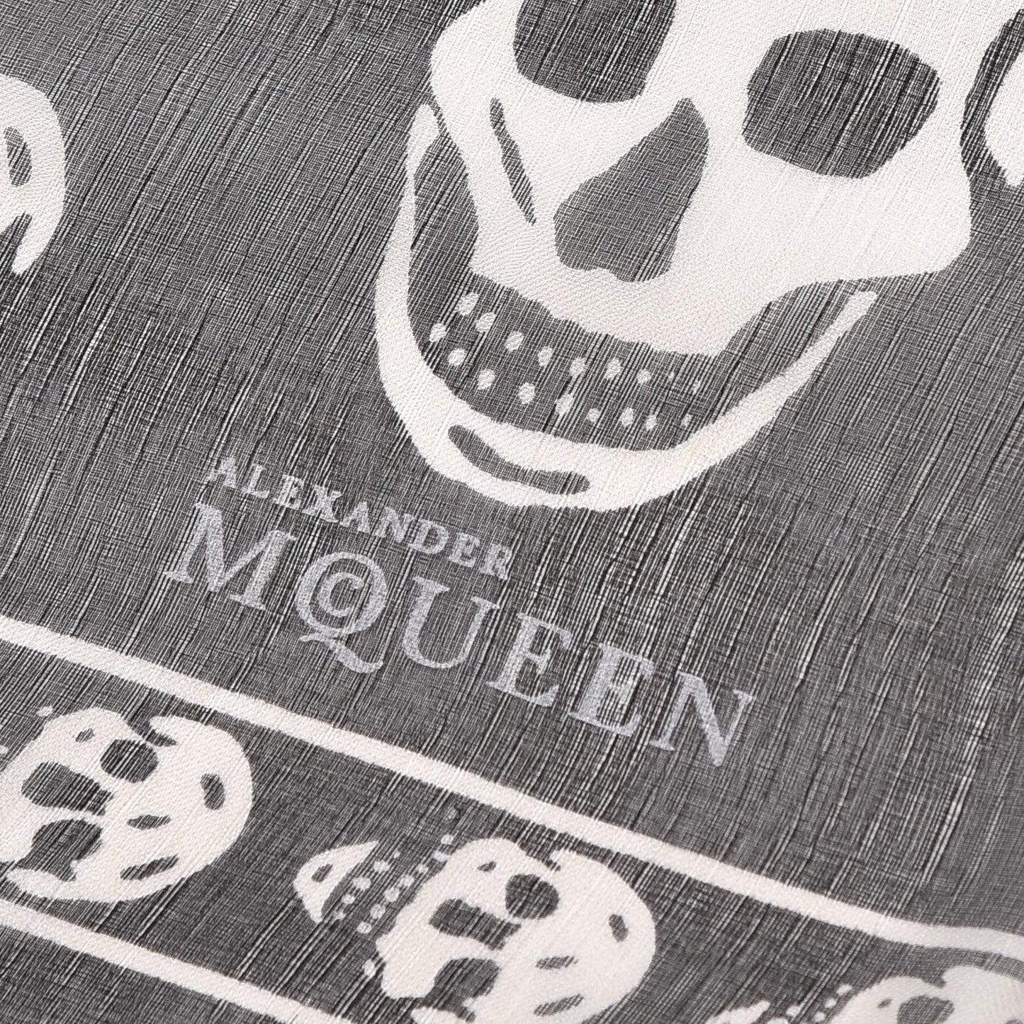 Silk Chiffon Skull Scarf Black Ivory