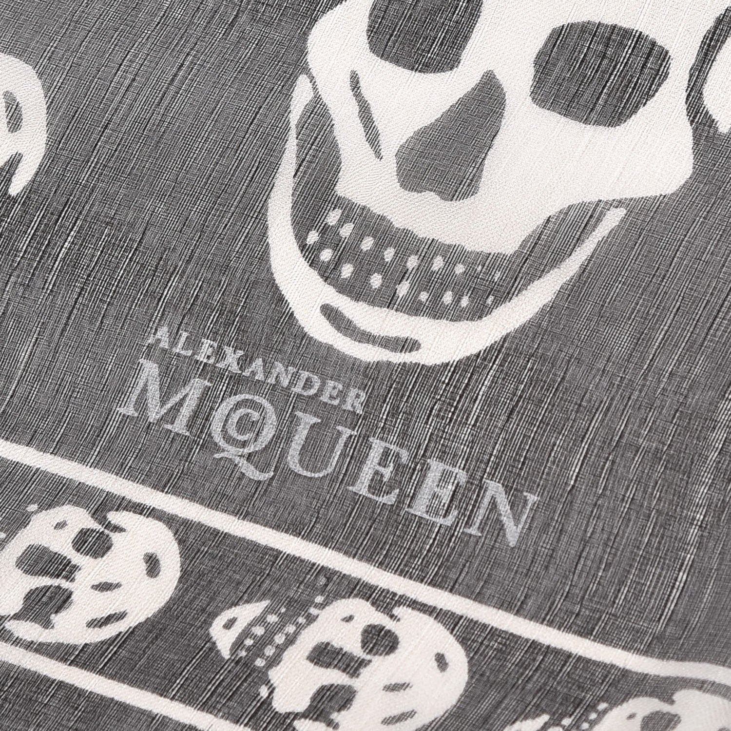 Alexander McQueen Silk Chiffon Skull Scarf Black Ivory 4 of 6