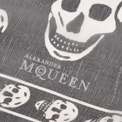 Alexander McQueen Silk Chiffon Skull Scarf Black Ivory 4 of 6