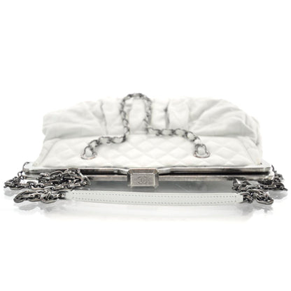 Chanel Iridescent Calfskin Chic Quilt Frame Tote White 5 of 11