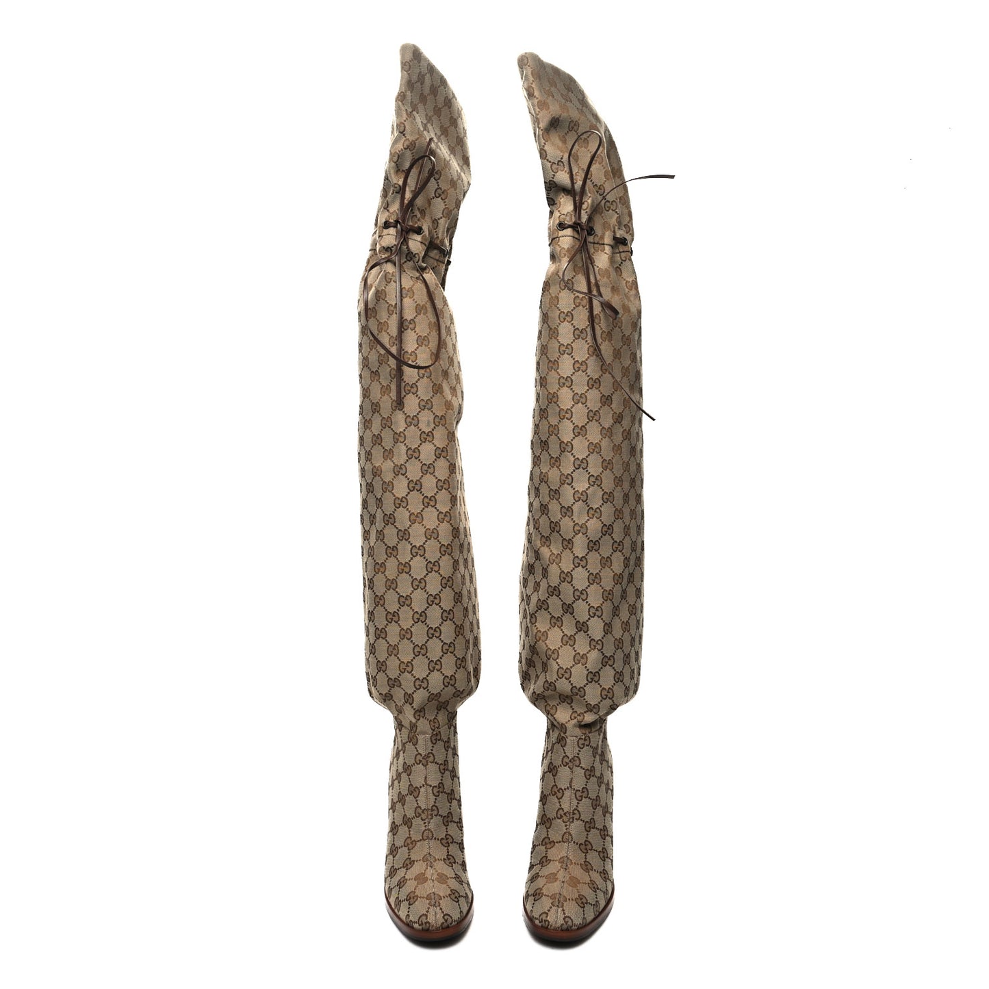Monogram Over the Knee Boots 40 Beige Ebony