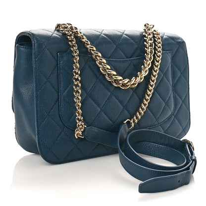 Chanel Caviar Quilted Large Studded Flap Blue 3 of 10