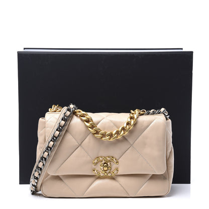 Chanel Goatskin Quilted Medium 19 Flap Beige 11 of 11