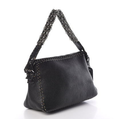 Fendi Calfskin Romano Selleria Chain Shoulder Bag Black 3 of 10