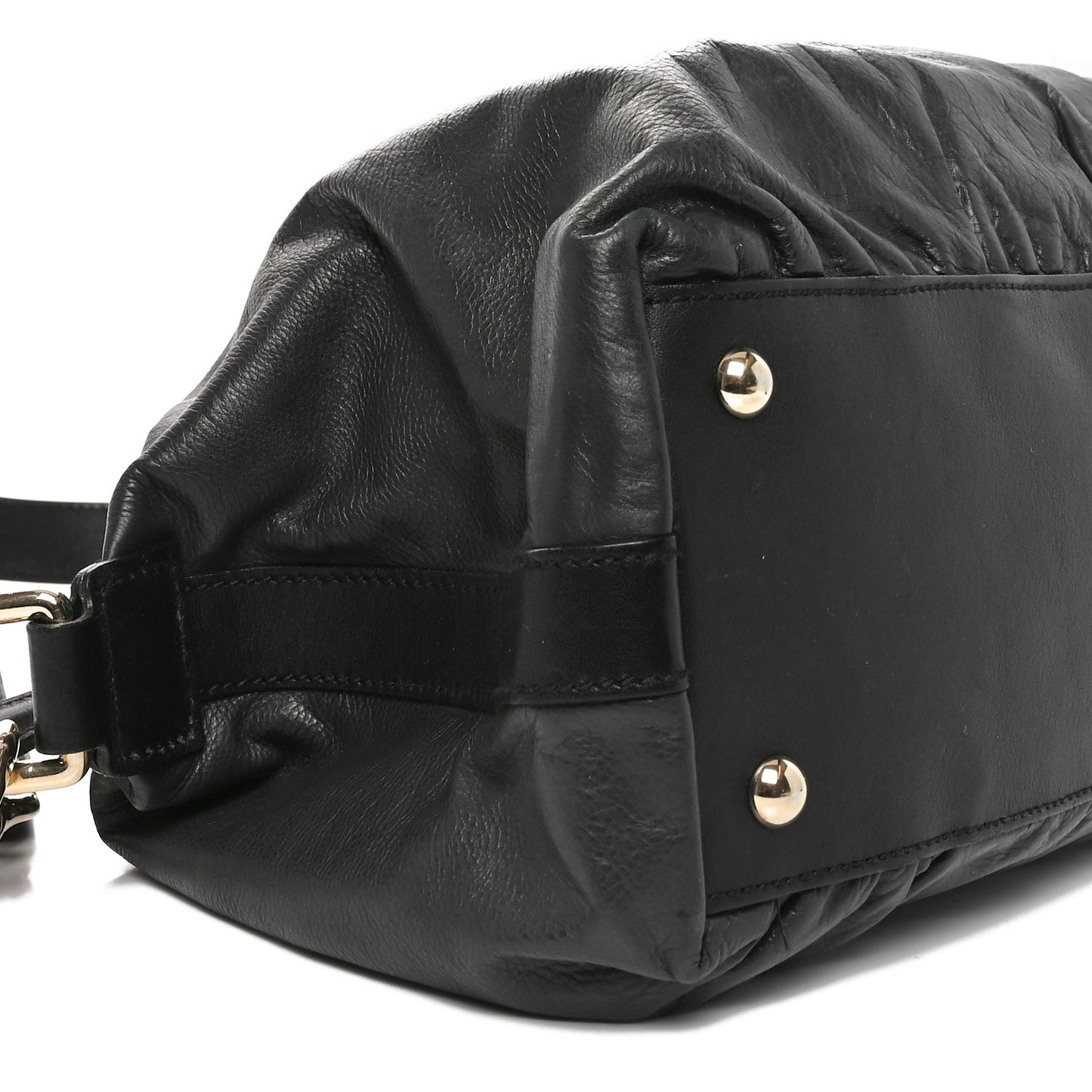Calfskin Pop Bamboo Top Handle Tote Black