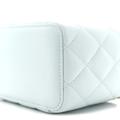 Chanel Lambskin Quilted Small Top Handle Vanity Case With Chain Light Blue 10 of 10