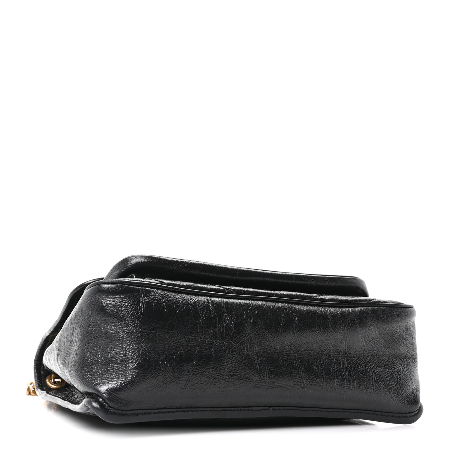 Crinkled Calfskin Matelasse Monogram Medium Niki Chain Satchel Black