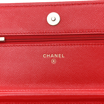 Chanel Caviar Quilted Wallet On Chain WOC Red 6 of 11