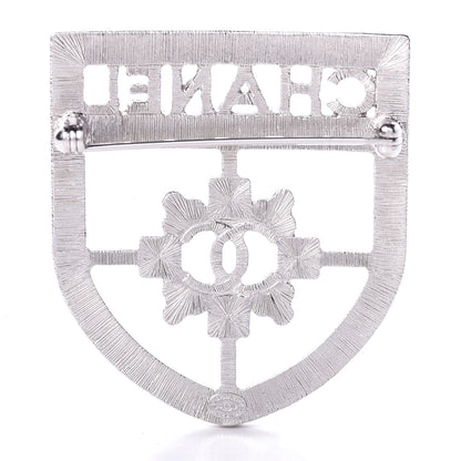 Chanel Swarovski Baguette Crystal CC Shield Brooch Silver 2 of 4