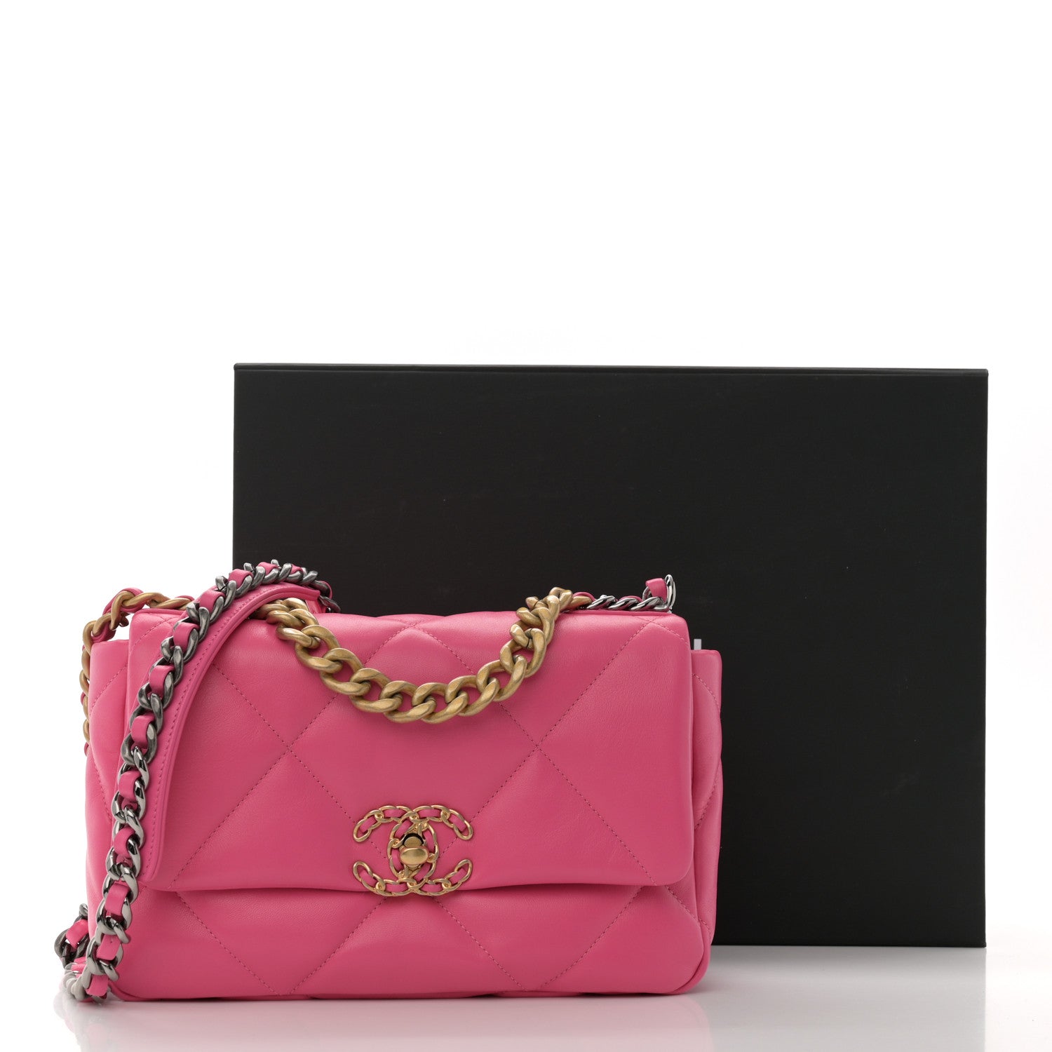 Chanel Lambskin Quilted Medium Chanel 19 Flap Dark Pink 11 of 11