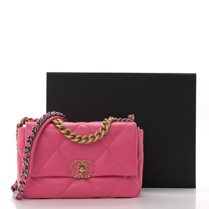 Chanel Lambskin Quilted Medium Chanel 19 Flap Dark Pink 11 of 11