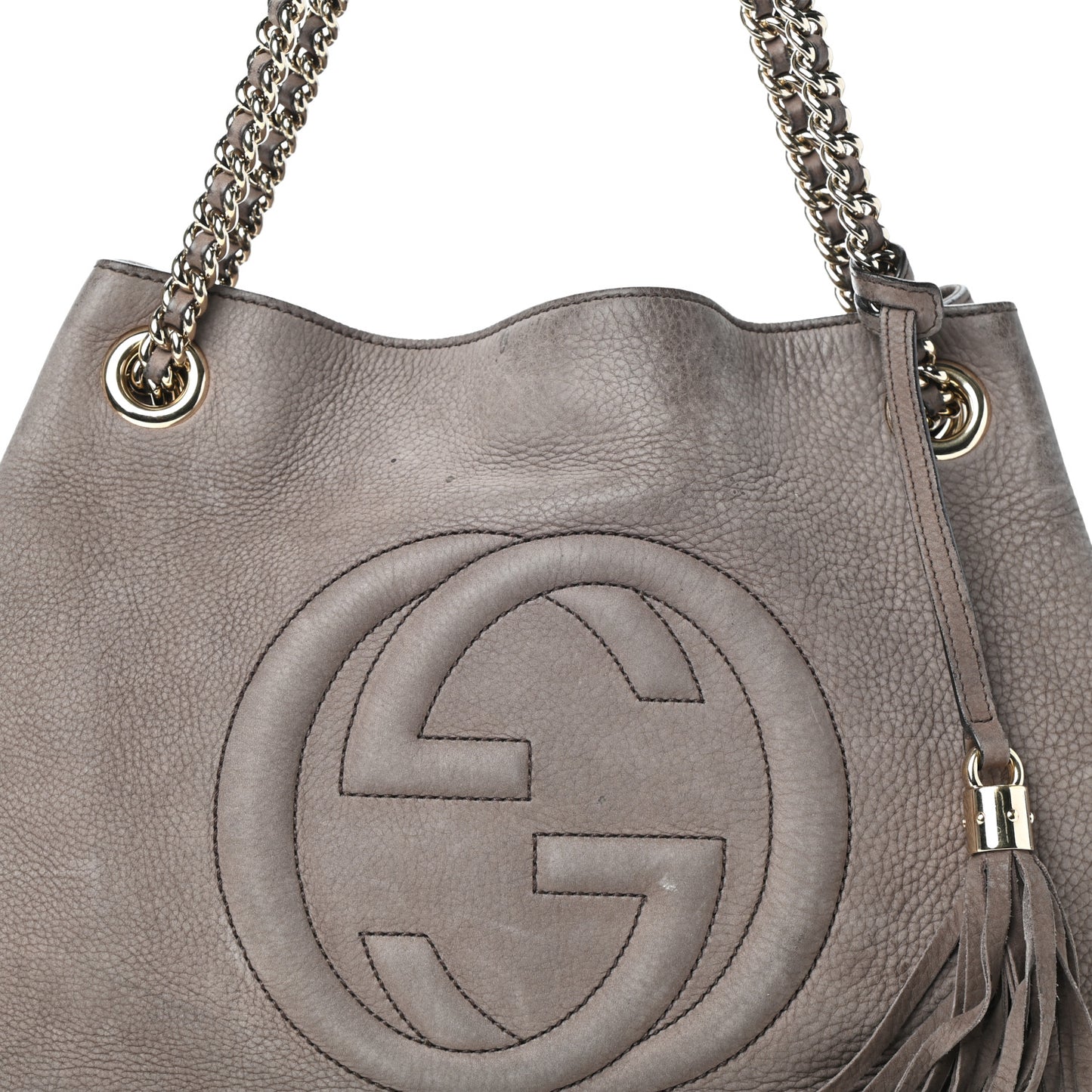 Vitello Range Medium Soho Chain Shoulder Bag Grey Field