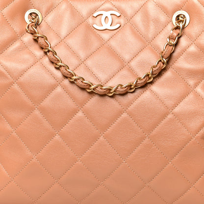 Chanel Lambskin Shopping Tote Camel 7 of 11