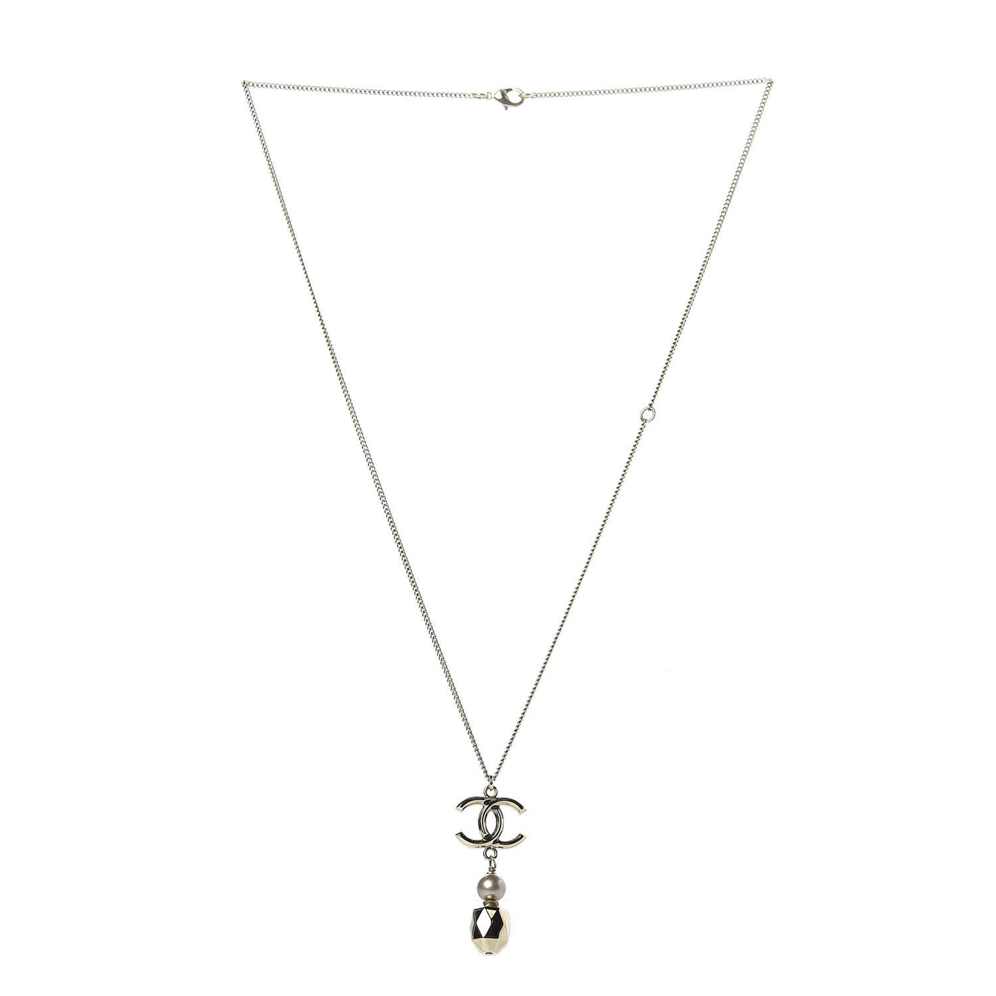 Pearl CC Pendant Necklace Gold Pearly Beige