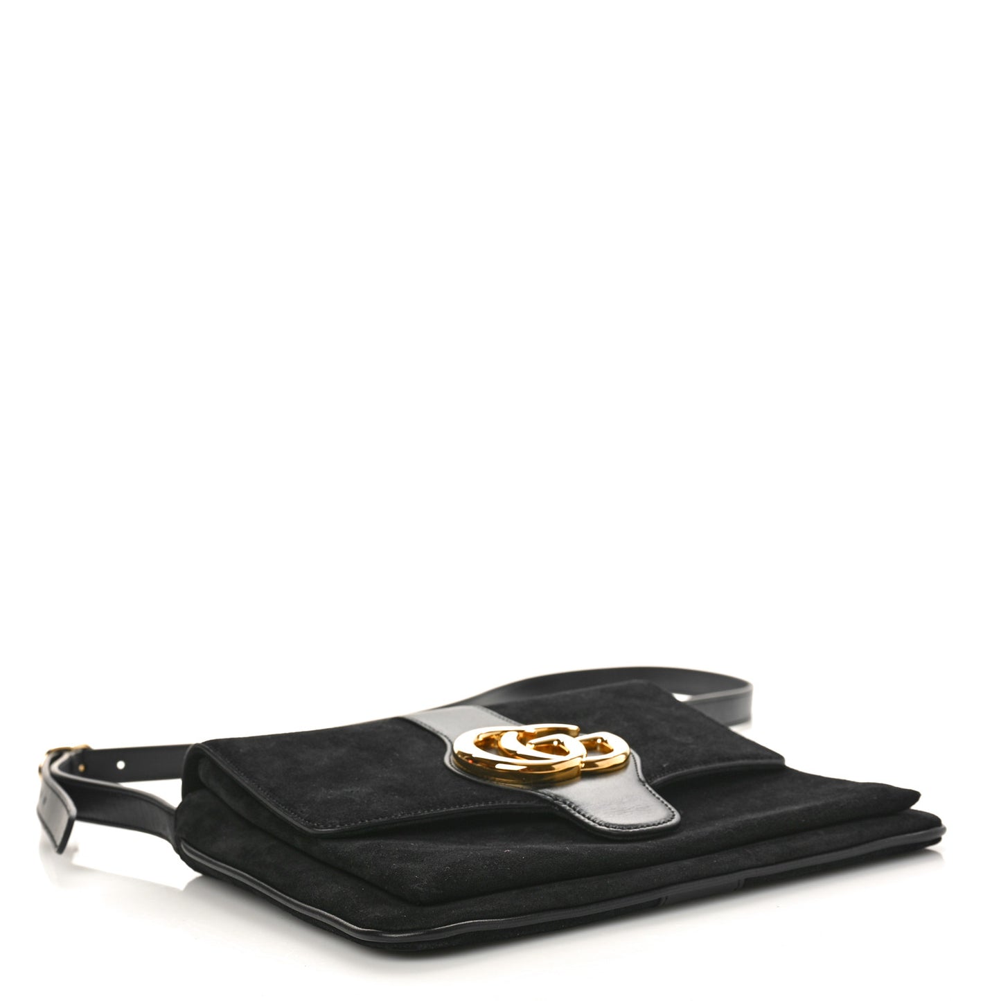 Suede Medium Arli Flap Shoulder Bag Black
