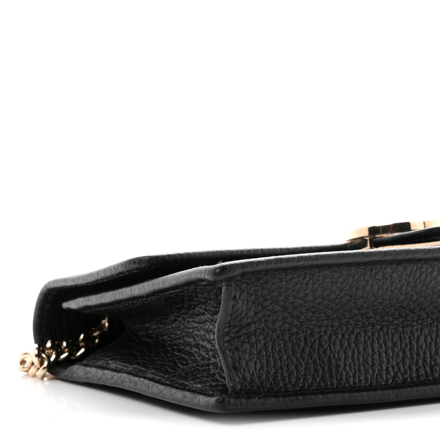 Dollar Calfskin Interlocking G Chain Wallet Black