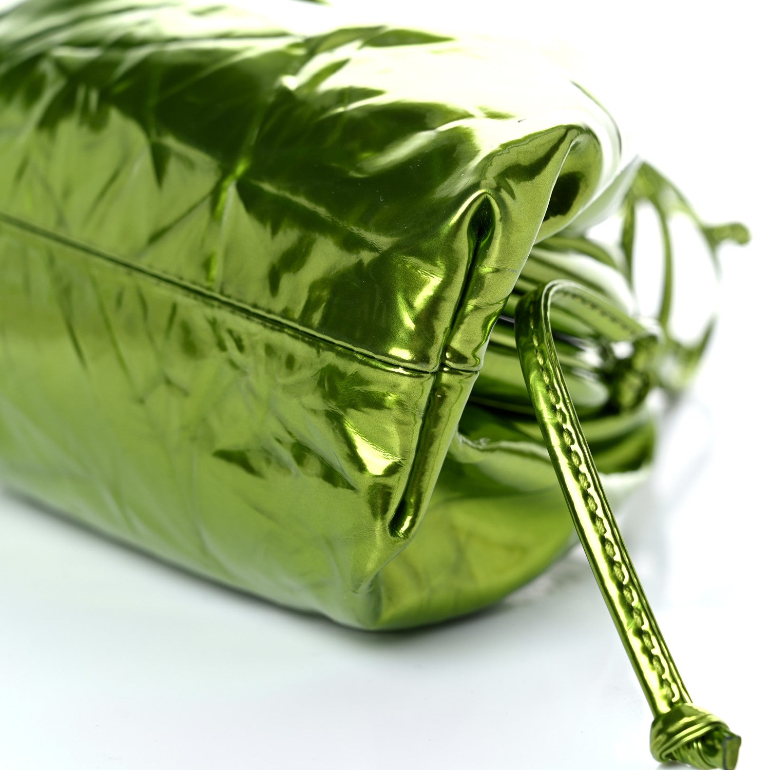 Bottega Veneta Metallic Crushed Calfskin The Mini Pouch Chlorophyll 9 of 9