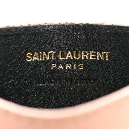 Saint Laurent Grain De Poudre Matelasse Chevron Monogram Credit Card Case Pale Pink 6 of 12