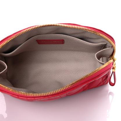 Christian Dior Lambskin Cannage Caro Beauty Pouch Raspberry 5 of 10