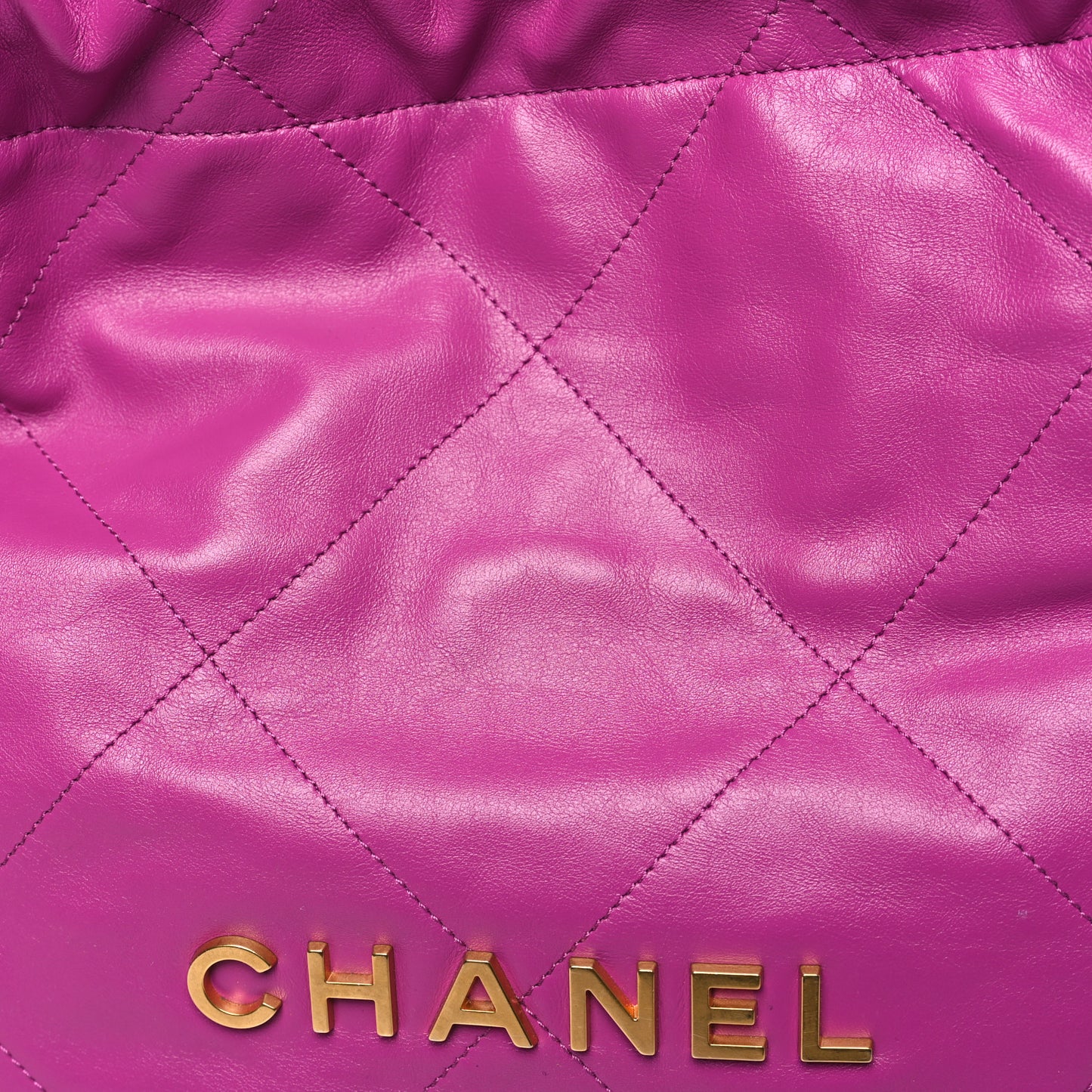 Shiny Calfskin Quilted Small Chanel 22 Fuchsia