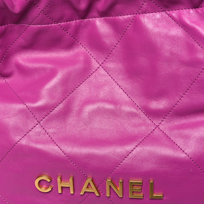 Chanel Shiny Calfskin Quilted Small Chanel 22 Fuchsia 9 of 11