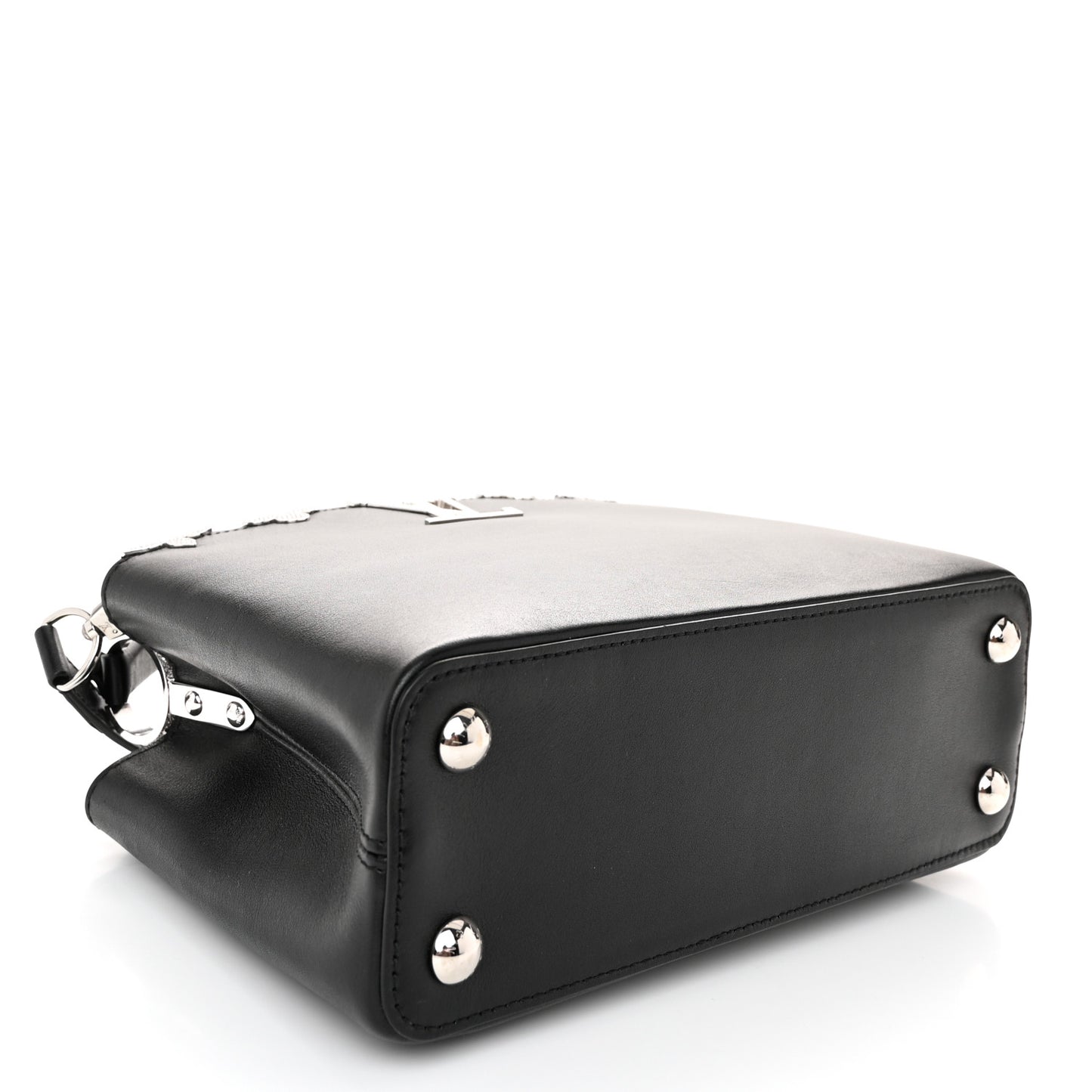 Smooth Calfskin Crystal Flowers Capucines BB Black