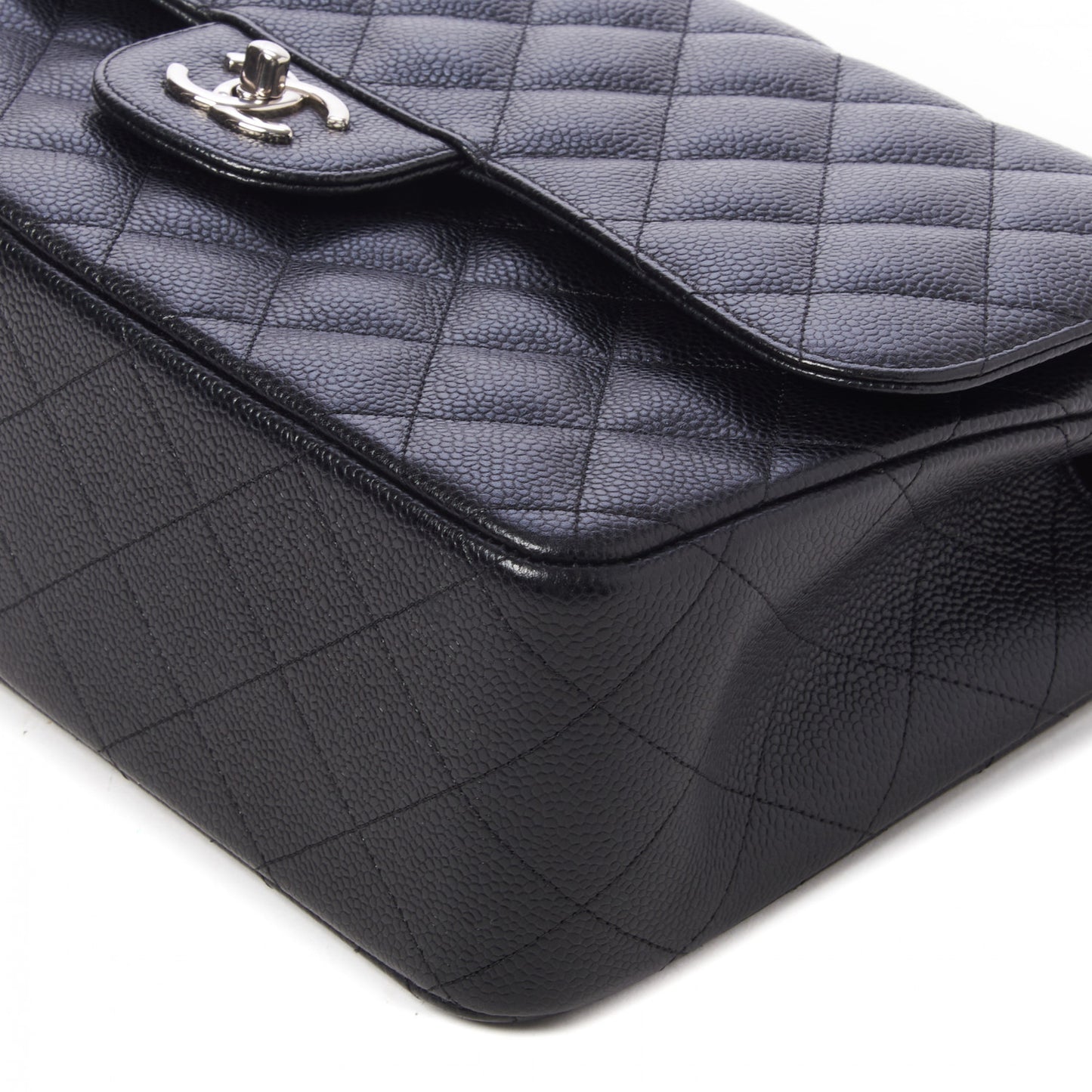 Caviar Quilted Jumbo Double Flap Black