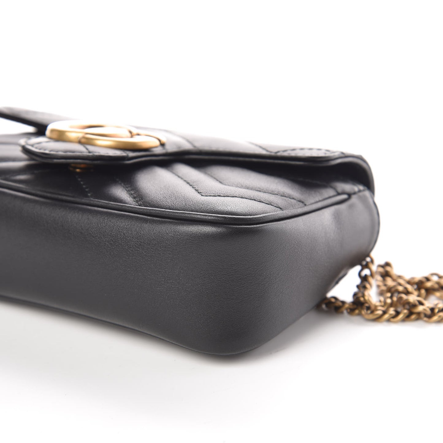 Calfskin Matelasse Super Mini GG Marmont Shoulder Bag Black