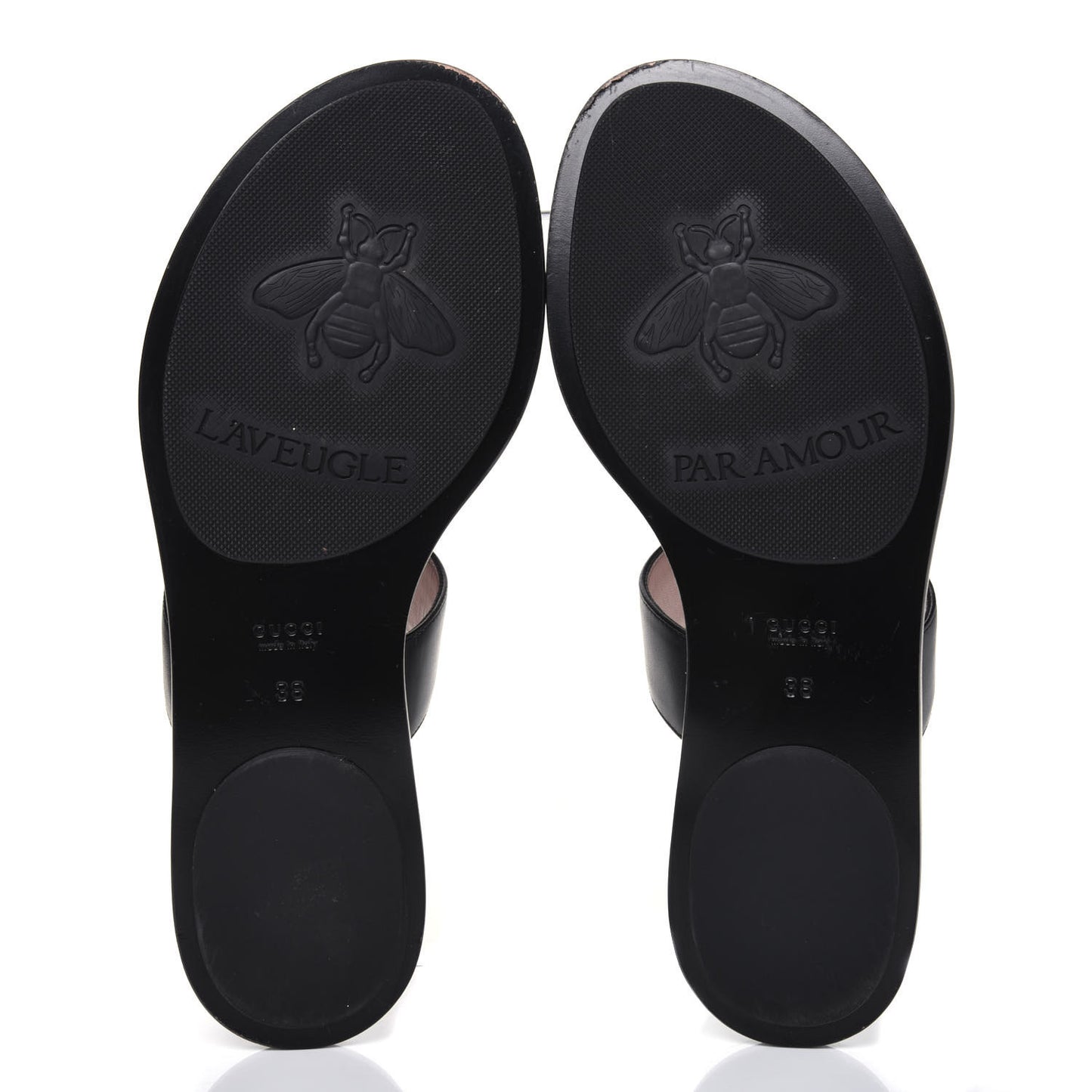 Calfskin GG Marmont Thong Sandals 38 Black