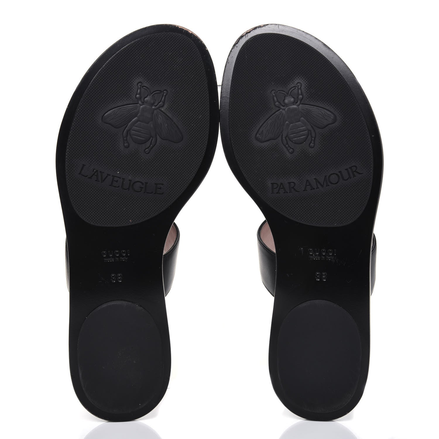 Gucci Calfskin GG Marmont Thong Sandals 38 Black 5 of 15